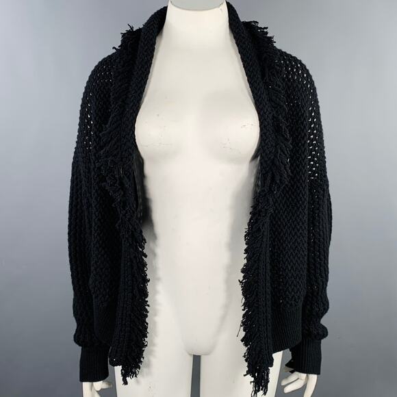 DOROTHEE SCHUMACHER Size L Black Wool Cashmere Blend Knit Cardigan